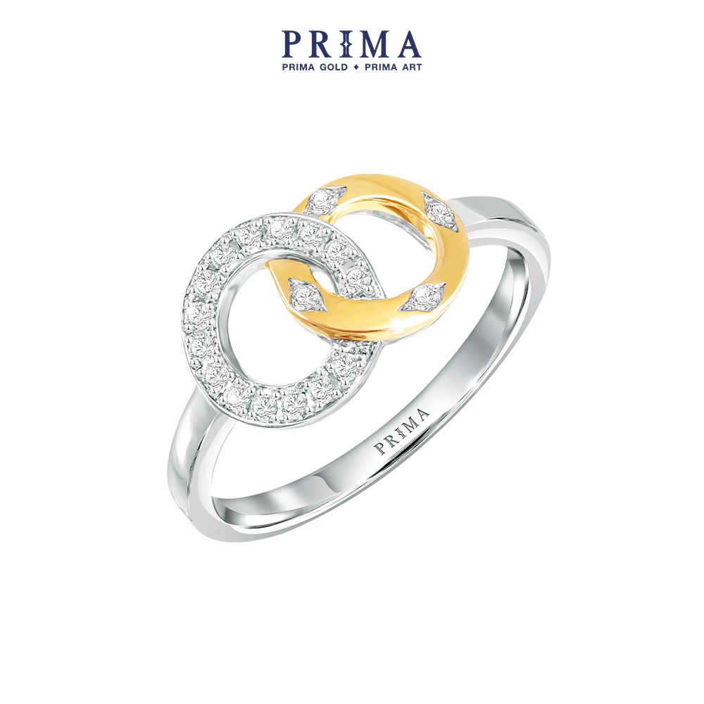 PRIMA Nhẫn Vàng 18K - Đính Kim Cương - BST Love Has No Limit - Vòng tròn lồng ghép - 105R4739