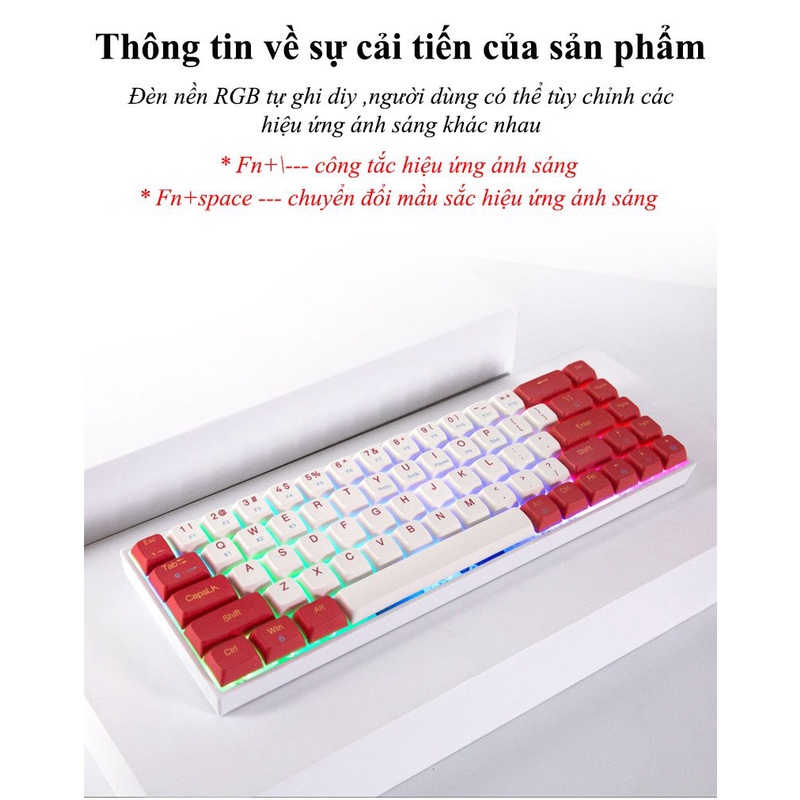 Bàn phím cơ không dây Dual Mode Newmen GM680,Layout 68 phím Hotswap,đa chế độ kết nối,tặng thêm keycap Rồng Hổ,BH 24M