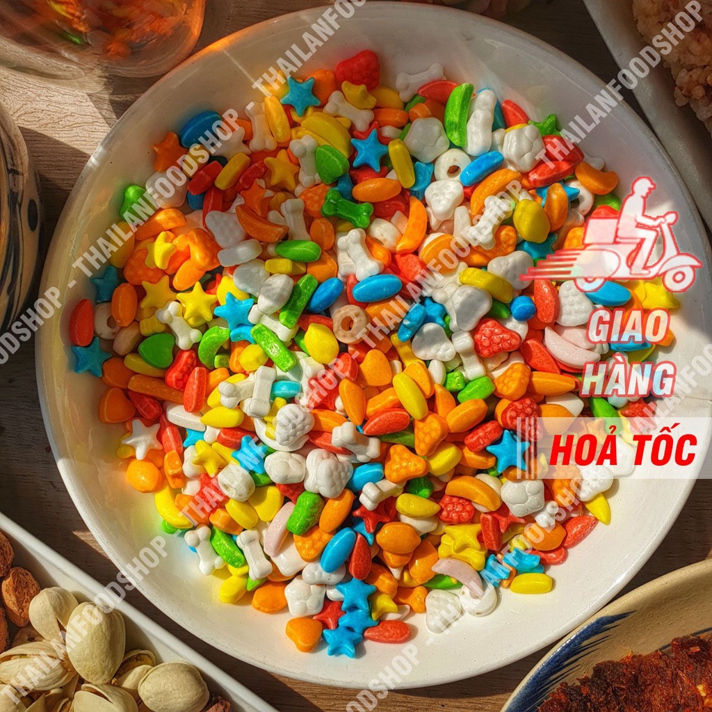 Kẹo Ngũ Sắc Lon 450Gram (Mix Lộn Xộn Nhiều Hình, Nhiều Màu)