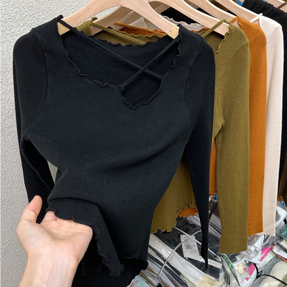 Áo sweater Dệt Kim Thiết Kế Bất Đối Xứng Thời Trang Xuân Thu Cho Nữ