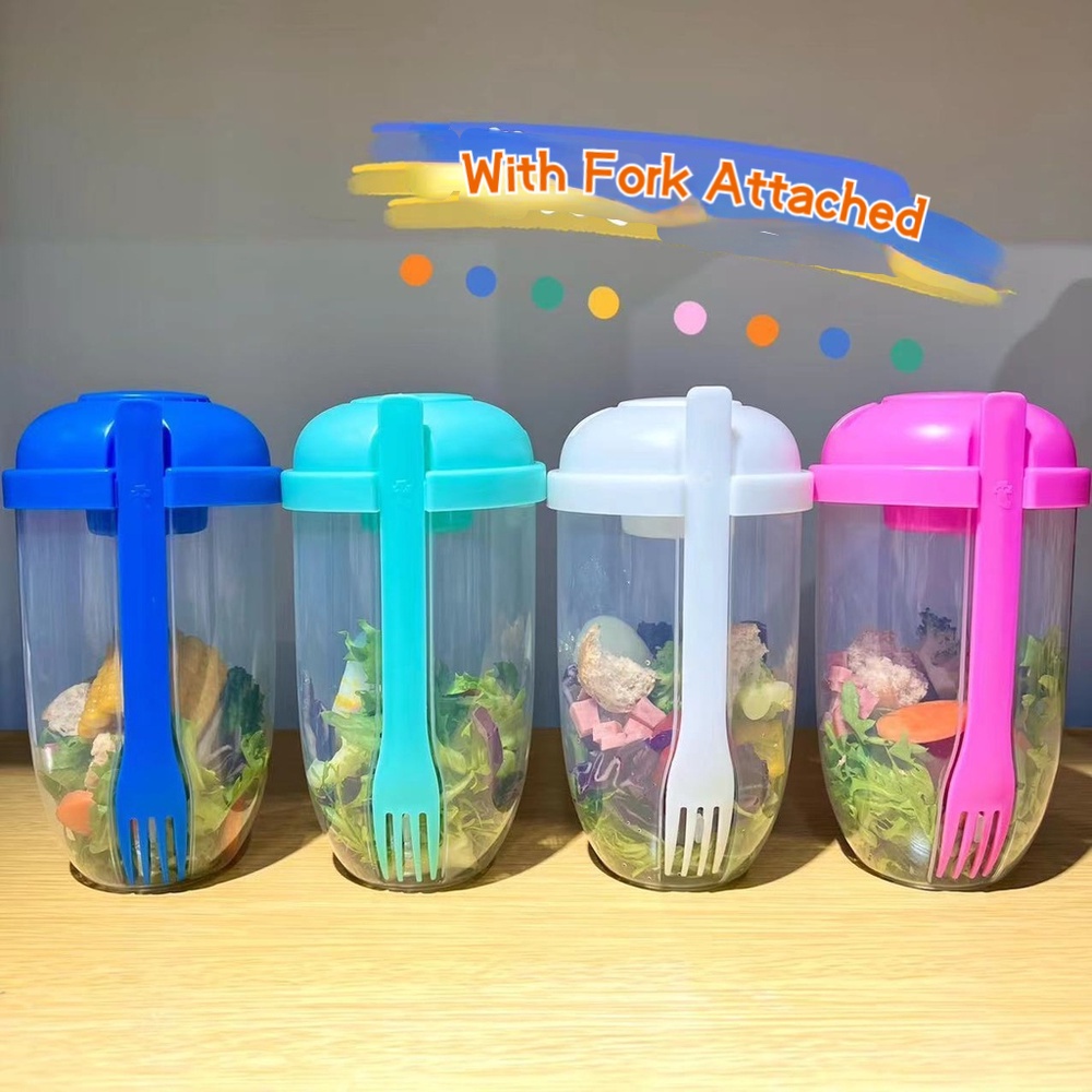 Cốc Đựng Thức Ăn Dung Tích 1000ML Kèm Nĩa / Nĩa Tiện Dụng