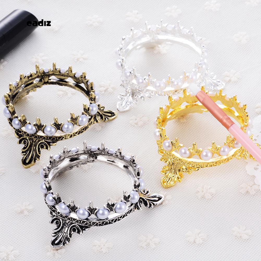 [Hàng mới về] Giá đỡ cọ vẽ móng nghệ thuật bằng kim loại với thiết kế đính ngọc trai giả bắt mắt chuyên dụng