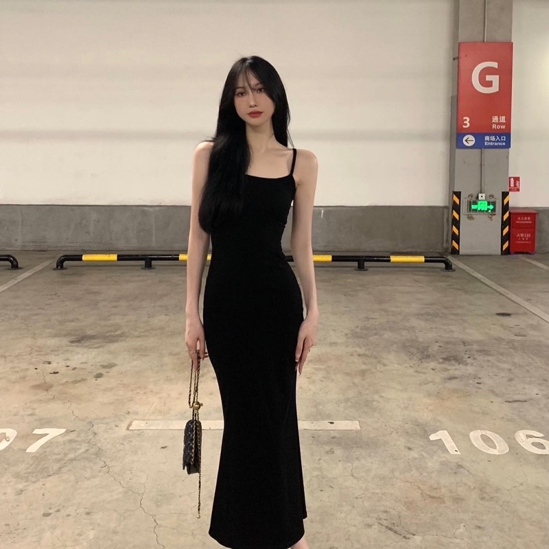 ĐẦM MAXI THUN HAI DÂY ĐUÔI CÁ SANG CHẢNH