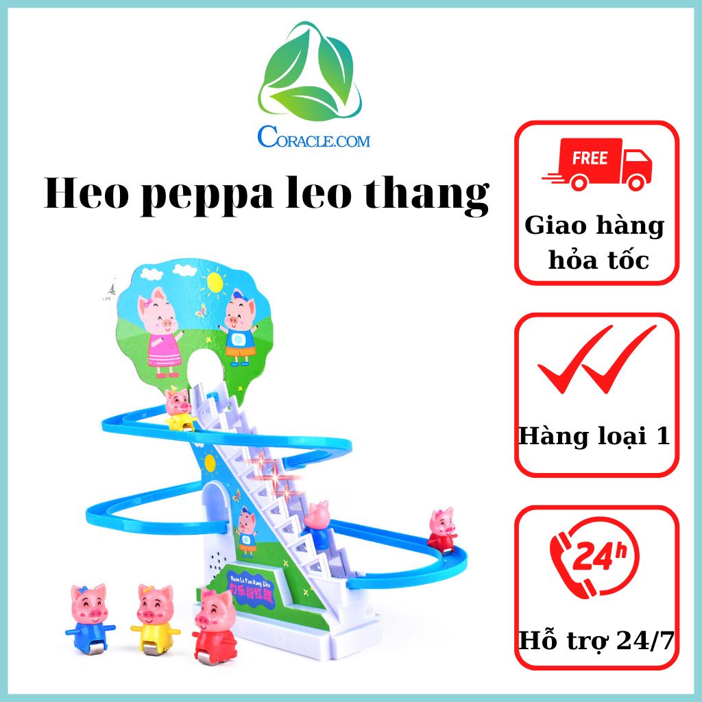 Heo peppa leo cầu thang có nhạc có đèn ngộ nghĩnh cực vui nhộn cho bé(kèm 3 chú heo) CORACLE.