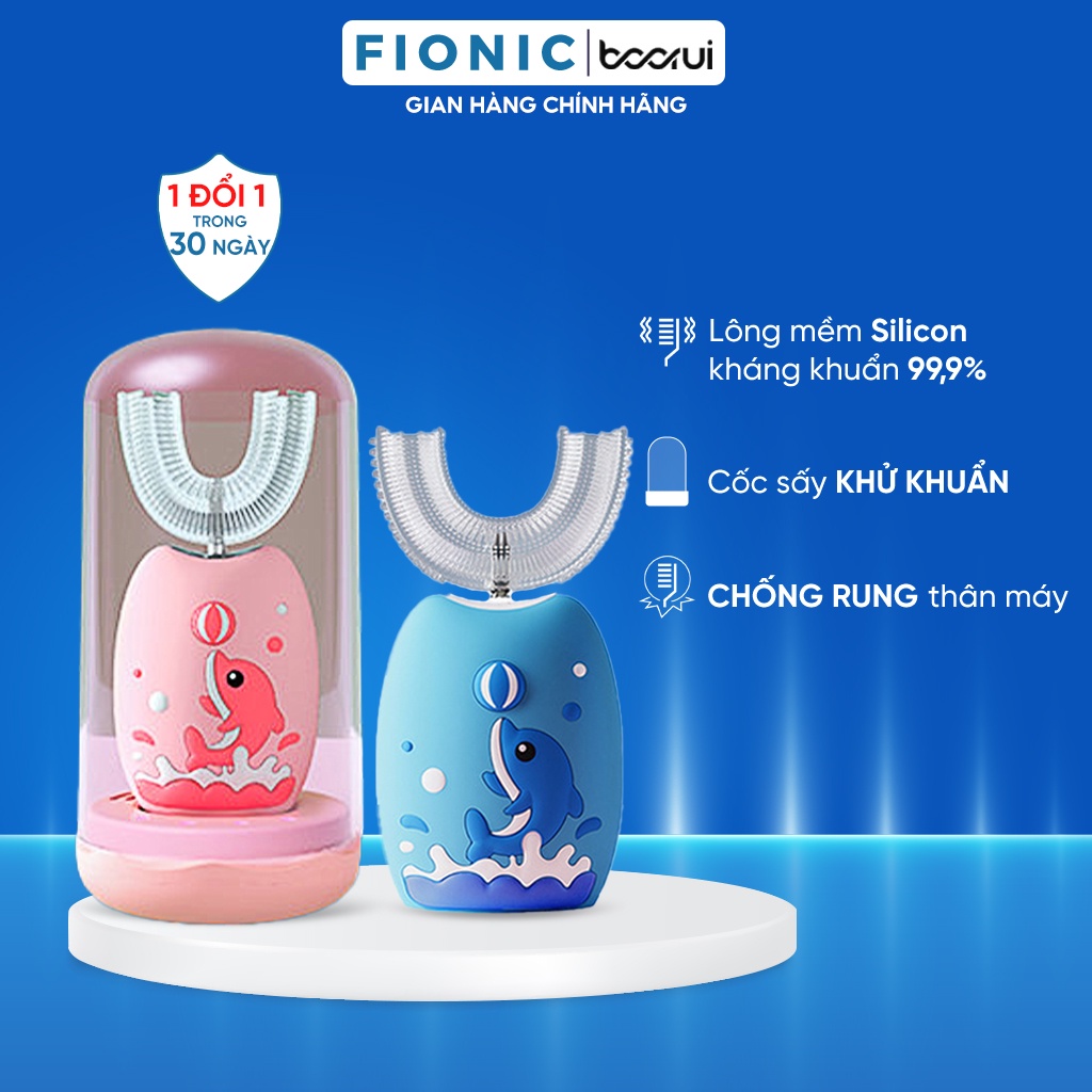 Bàn Chải Đánh Răng Chữ U Silicon FIONIC ET14 Khử Khuẩn Sấy Khô, Đánh Răng Lông Mềm Cho Bé