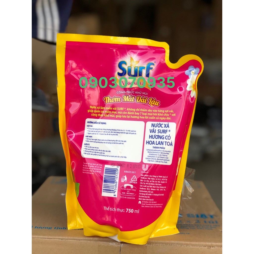Nước Xả Vải SURF 750ML Khử Mùi Hương Hoa Lan Tỏa Hàng khuyến mãi