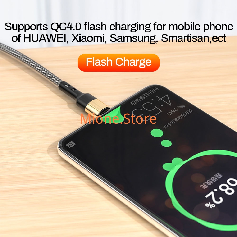 Dây cáp sạc nhanh MIONE 65W chuyển đổi Type C sang Type C 60W thích hợp cho máy tính xách tay Macbook