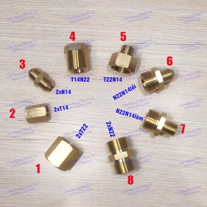 [Mã 11LSSALE giảm 100% đơn 50k] khớp chuyển ren 22mm sang 14mm - phụ kiện máy rửa xe