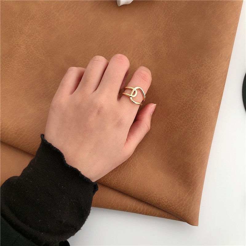 Nhẫn hở mạ vàng thiết kế đơn giản thời trang dành cho nữ