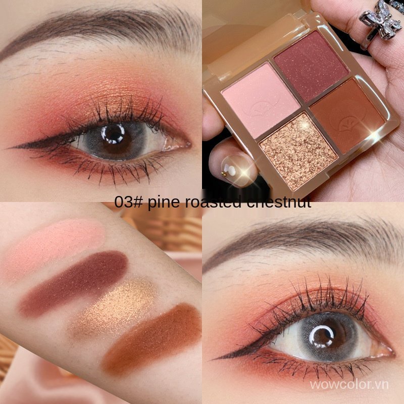 [Hàng mới về] Bảng phấn mắt KISS BEAUTY 4 màu tông đất chống nước lâu trôi hợp thời trang cho nữ