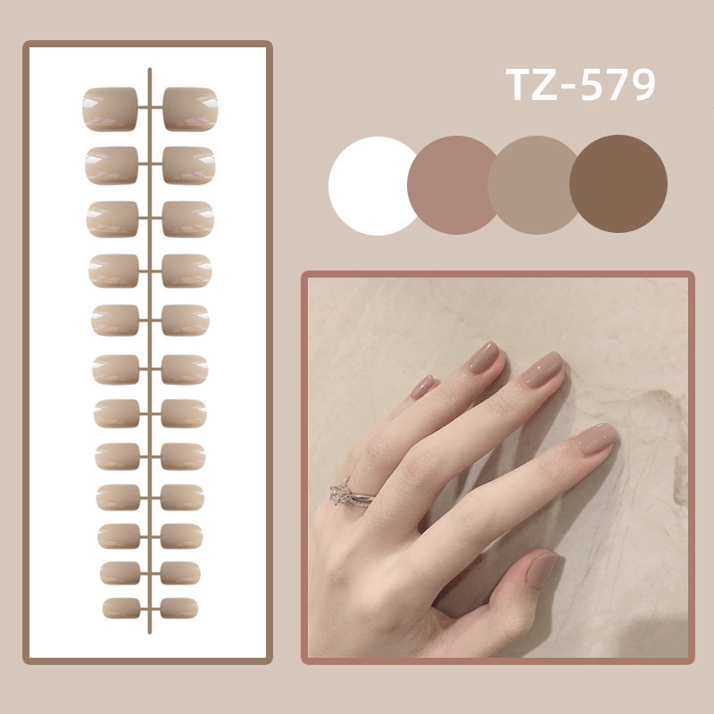 Set 24 móng tay giả đầu tròn màu sắc xinh xắn<br>