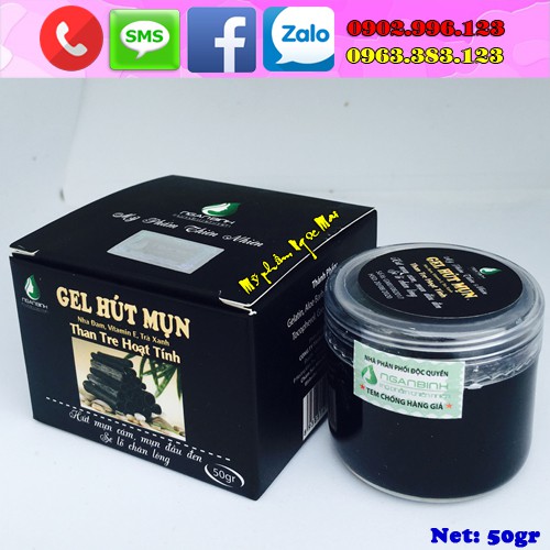 Gel hút mụn, se khít lỗ chân lông than tre hoạt tính Ngân Bình (50g)