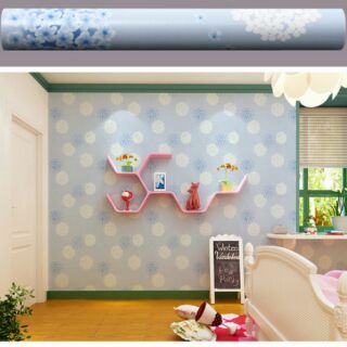 5m giấy dán tường tú cầu xanh