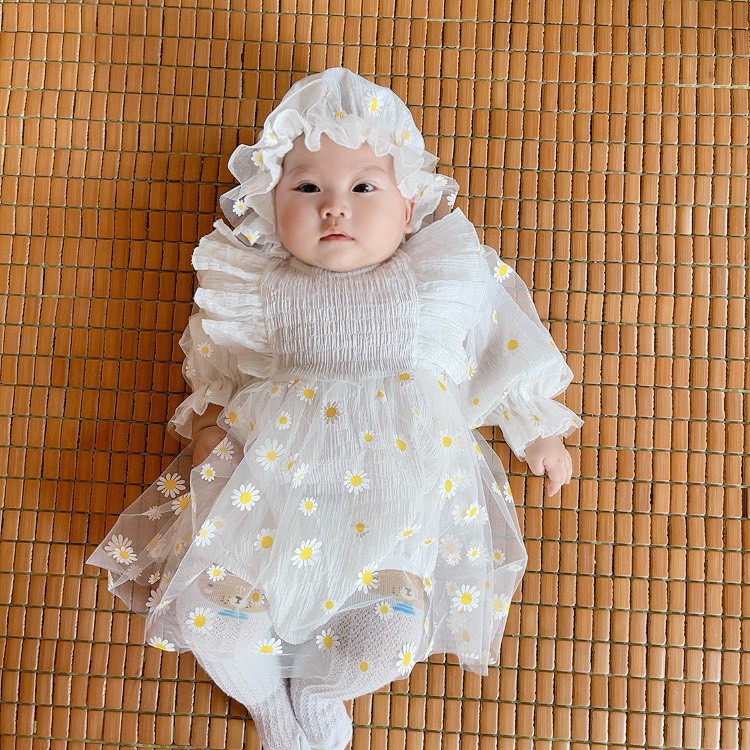 Body váy trắng hoa cúc cho bé gái sơ sinh - 13kg