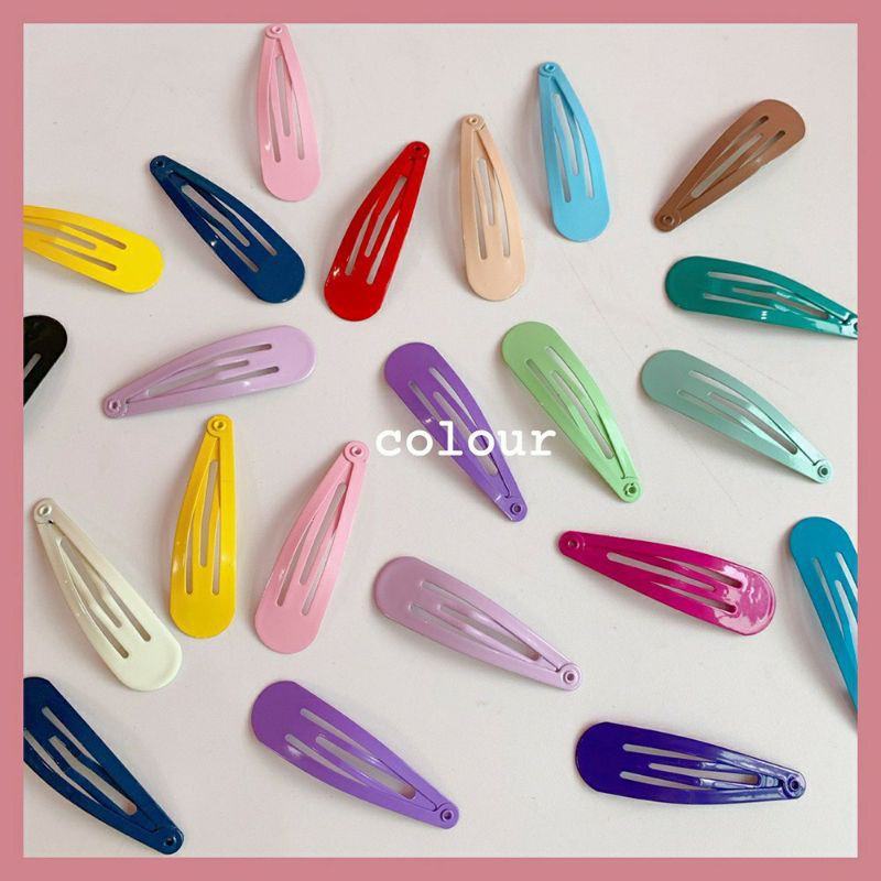 SET 10 CÁI KHÁC MÀU | KẸP TÓC BẤM HÌNH GIỌT NƯỚC PHỦ BÓNG MÀU TRƠN | VIDEO THẬT | SHOP BEECOW