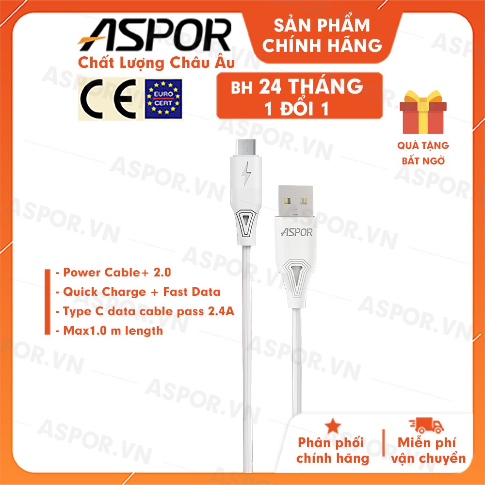 Cáp sạc ASPOR Type C 2.4A dài 1m AC-07