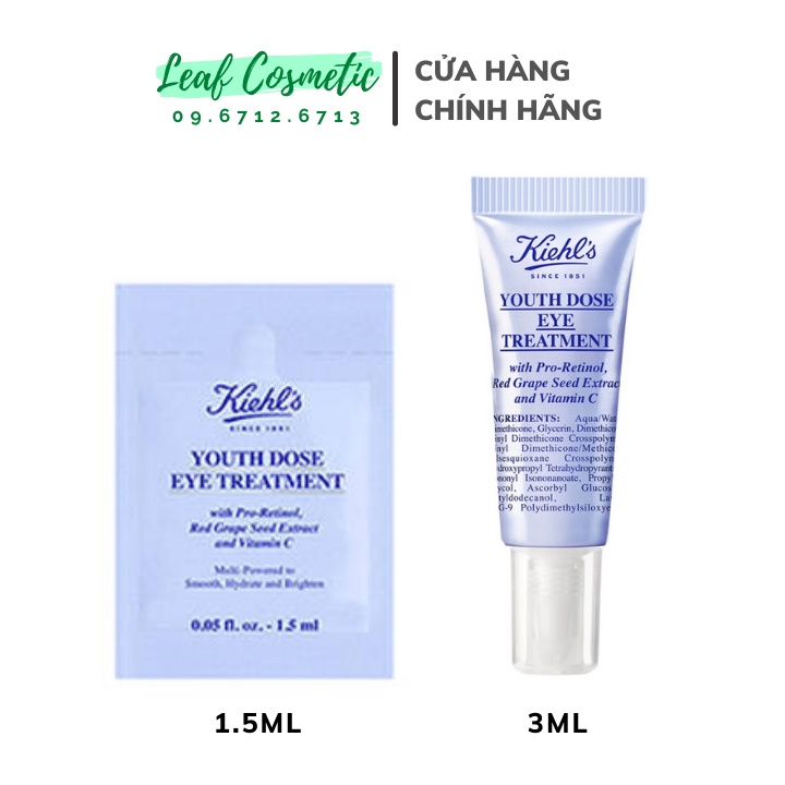 [ Mini 1.5ml - 3ml ] Kem dưỡng mắt che khuyết điểm Kiehls Youth Dose Eye Treatment