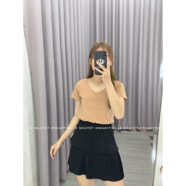 GIÁ GỐC - HÀNG ĐẸP FREESHIP SỈ COTTON Áo phông trơn cổ tim - Áo phông GAP cổ tim mềm mịn, thấm hút mồ hôi AN38