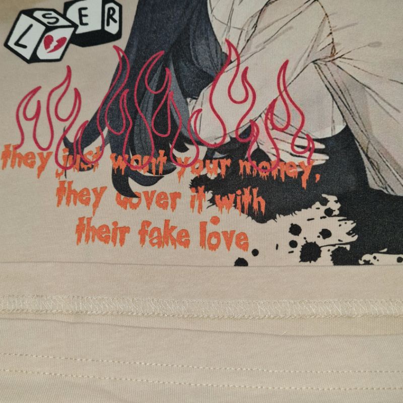 Áo thun oversize FAKE LOVE - Áo phông anime unisex nam nữ