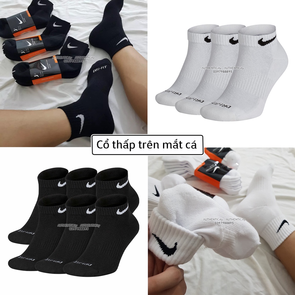 Tất Vớ Thể Thao Công Nghệ Dri-Fit Drifit Basic Trắng Đen Màu Cơ Bản