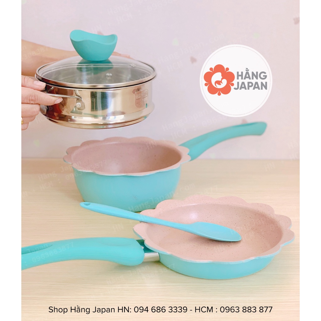 Bộ nồi chảo chống dính kèm xửng hấp, nồi chảo nầu đồ ăn dặm cho bé