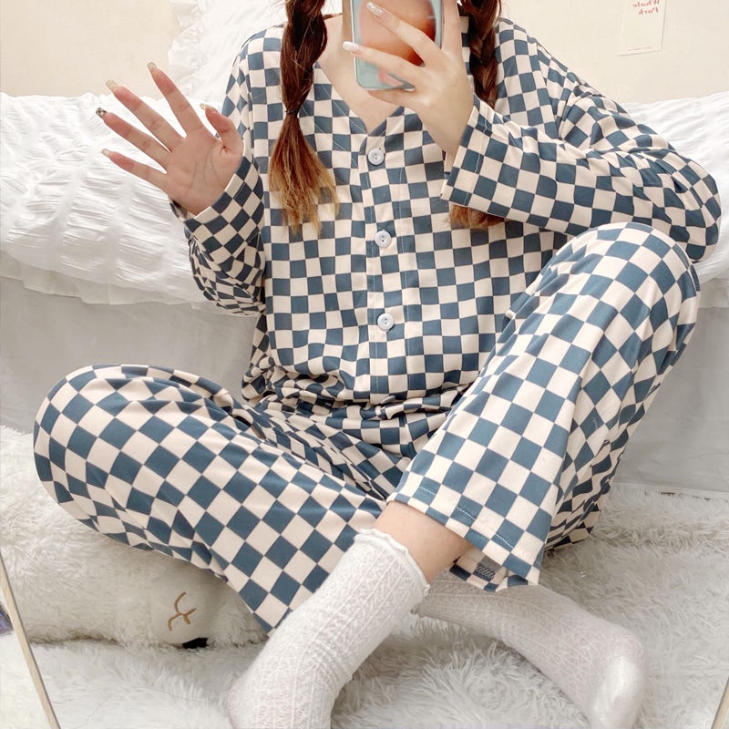 Bộ Đồ Ngủ Hai Mảnh Tay Dài In Họa Tiết Hoạt Hình Gấu Dâu Tây Dễ Thương Phong Cách Nhật Bản Cho Nữ