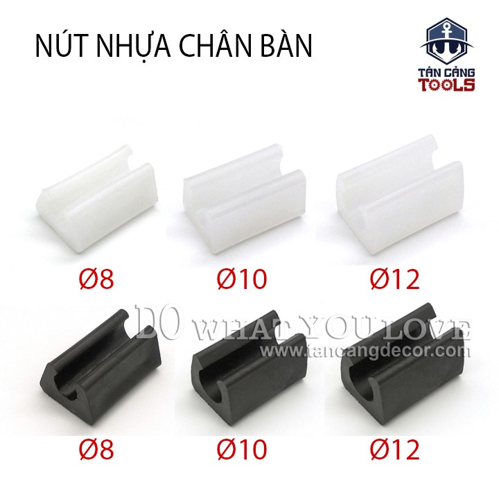 50 Chân Nhựa Bọc Chân Bàn Ghế Sắt Phi Tròn 8 mm - Màu Trắng / Màu Đen