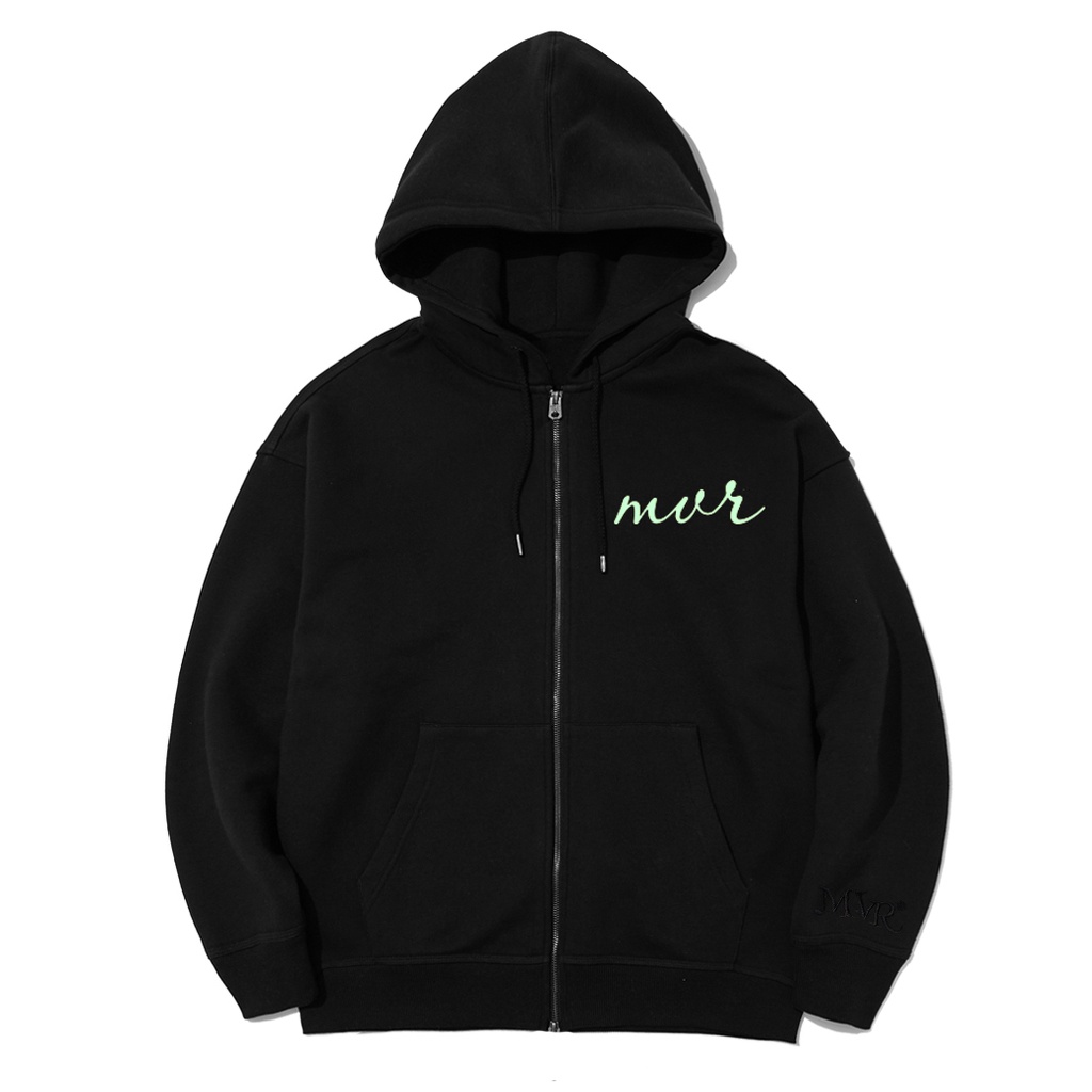 Áo Khoác Nam Nữ Localbrand - Áo hoodie dây kéo chống nắng logo MVR chữ ký dạ quang bạc - MVR25022114