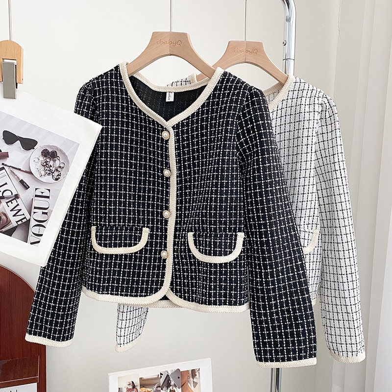 Áo Khoác blazer Tay Dài Dáng Rộng Họa Tiết Kẻ Ô Vuông Phong Cách Hàn Quốc Cổ Điển Thời Trang Cho Nữ Hàng