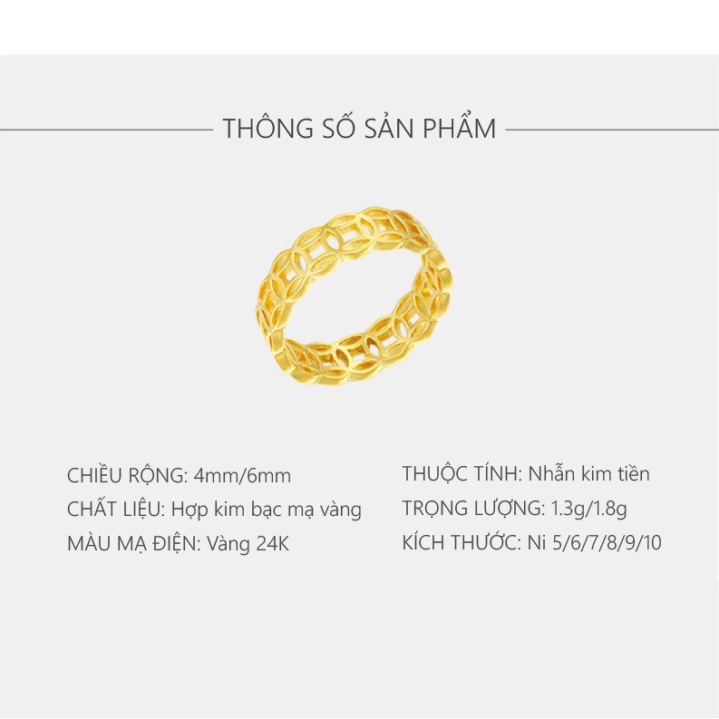 Nhẫn Kim Tiền Mạ Vàng 24K, Ý Nghĩa Phong Thủy May Mắn- XPN14