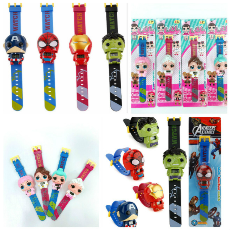 Vòng đồ chơi điện tử hình nhân vật Lol Spiderman Kapten Iron Man America Avengers Jam Tangan