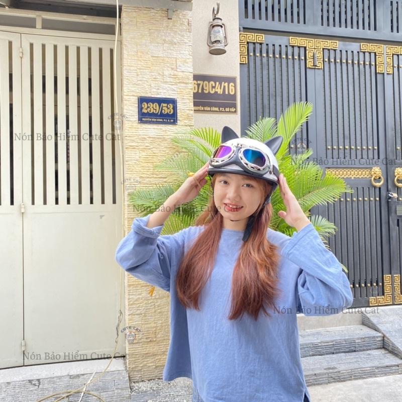 Tai Mèo Gắn Mũ Bảo Hiểm Siêu Cute Có Nhiều Màu Sắc Lựa Chọn Chất Liệu ABS