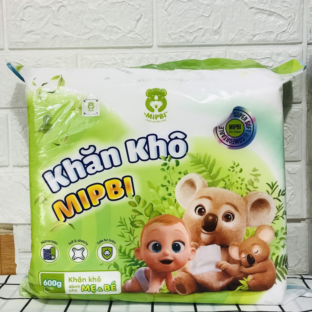 Khăn khô đa năng MIPBI Dùng Đẻ Vệ Sinh Da Cho Bé, Tẩy Trang 600g