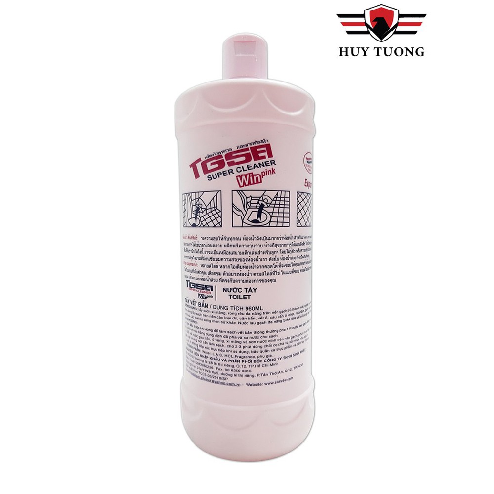 Nước tẩy gạch xi măng nhà tắm toilet đa năng TGSA Super Cleaner Pink 960ml cao cấp - Huy Tưởng