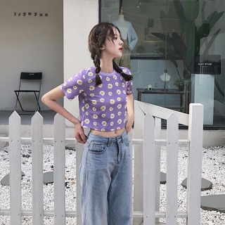 Áo croptop tím hoa