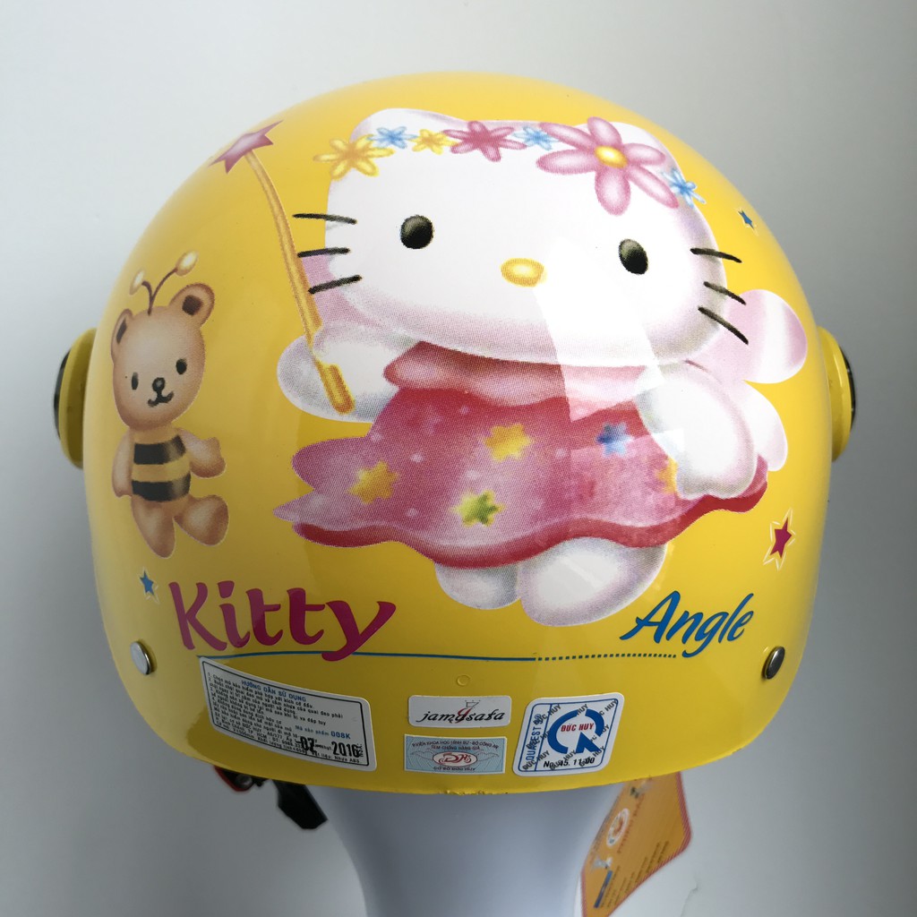 Mũ bảo hiểm trẻ em cao cấp Đức huy Jama kính vàng hello kitty