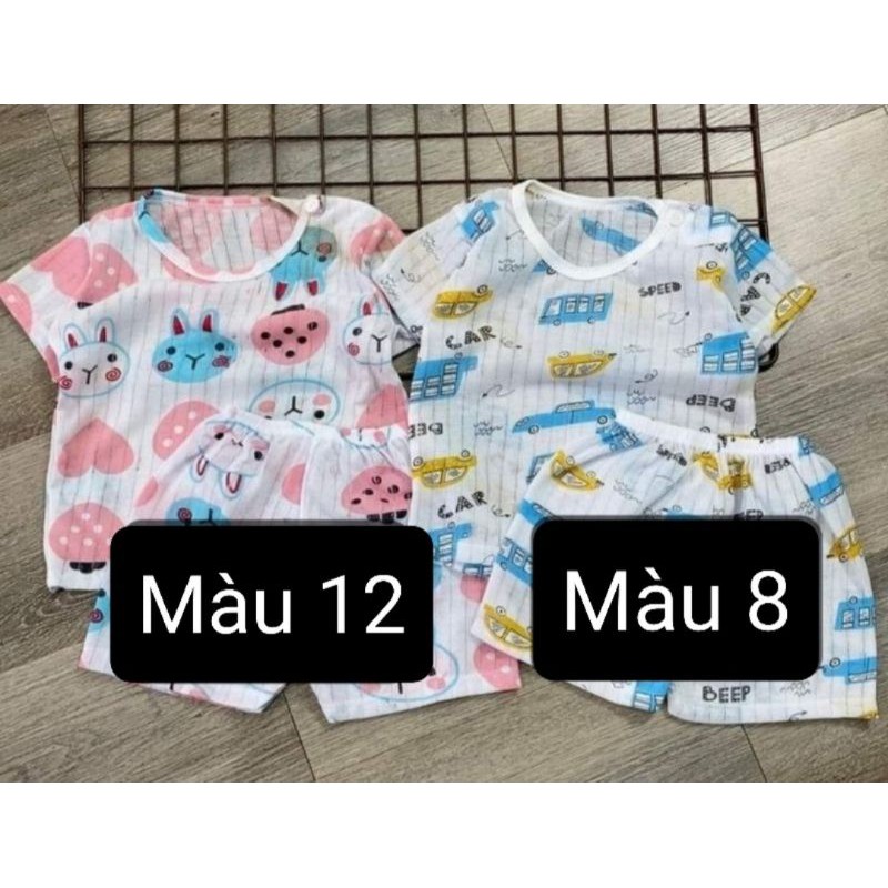 Bộ cotton giấy cộc tay bé trai bé gái size nhí 5-14kg