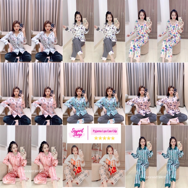 [ Hơn 100 Mẫu ] Bộ Mặc Nhà Pijama Tay Dài Lụa Satin Cao Cấp In Nhiệt 3D Mẫu Mới