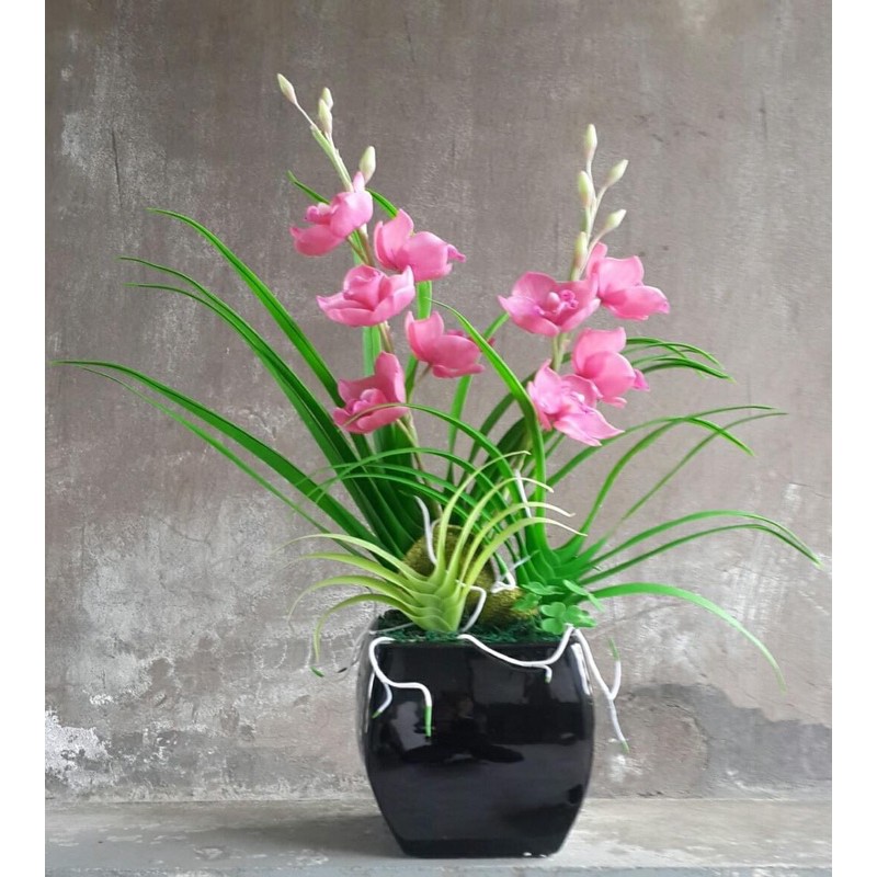 chậu hoa địa lan bằng đất sét