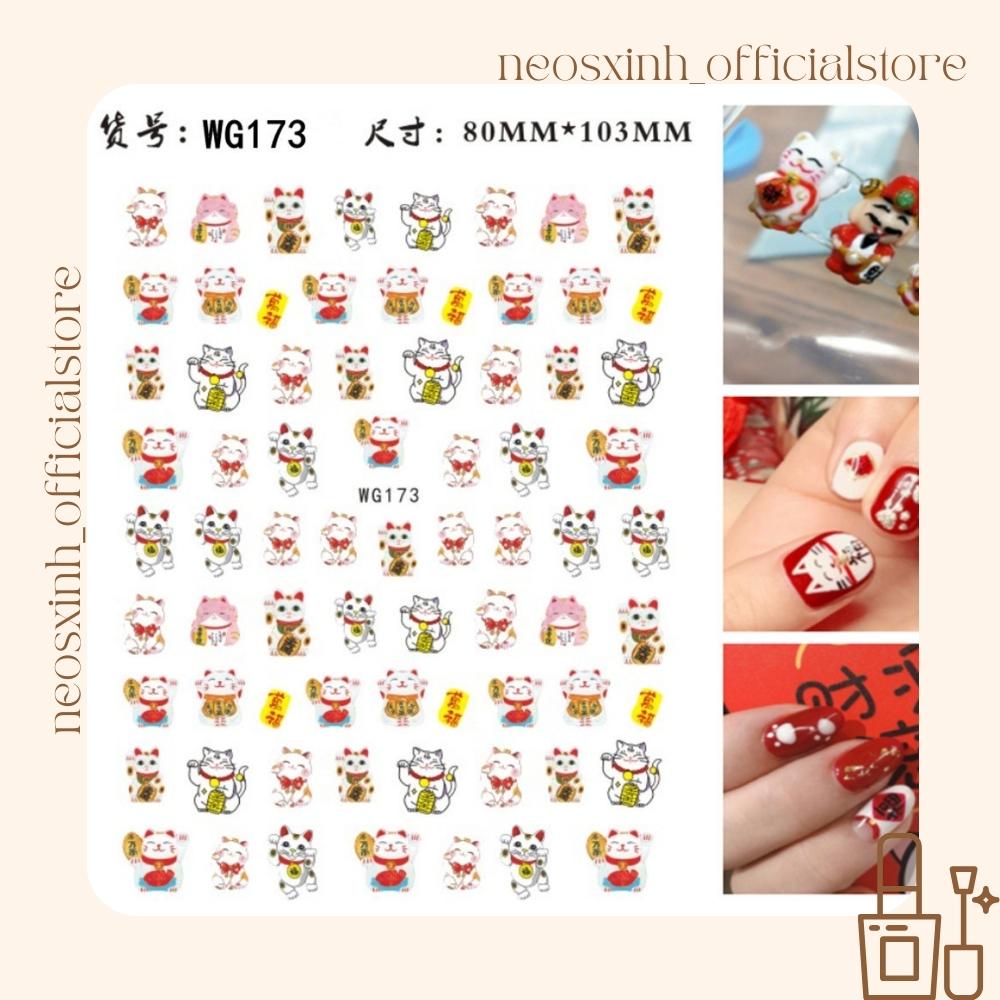 Sticker Dán Móng Tay Mèo Thần Tài WG - HC Cute Hot Trend - Hình Dán Móng - Neosxinh Nails