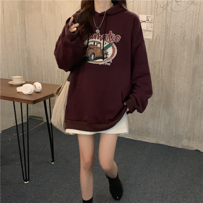 Áo hoodie nữ tay dài in hình xe hơi phong cách ulzzang Hàn Quốc