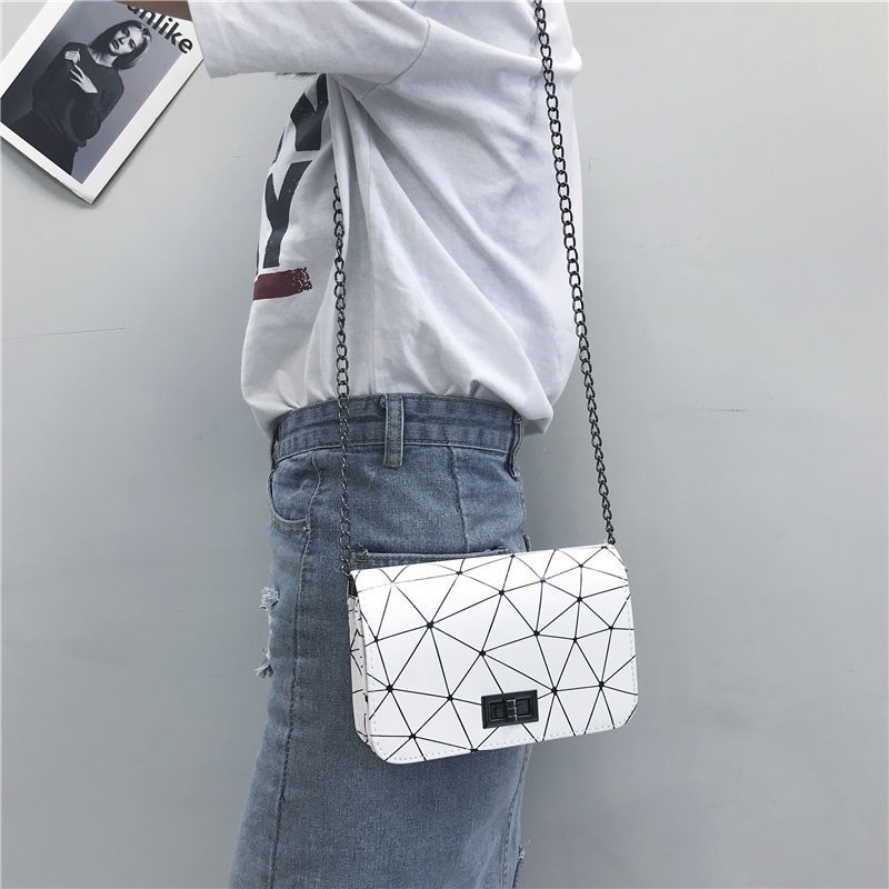 Túi xách kẻ sọc da Pu 18cm