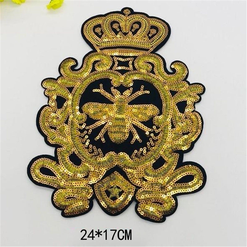 1 Miếng Vá, May Quần Áo Hình Vương Miện Con Ong Vàng Kim Sa Mới