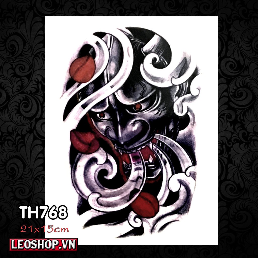 Hình Xăm Dán Mặt Quỷ Hannya, Quỷ Dạ Xoa Các Loại 2 (21x15cm)