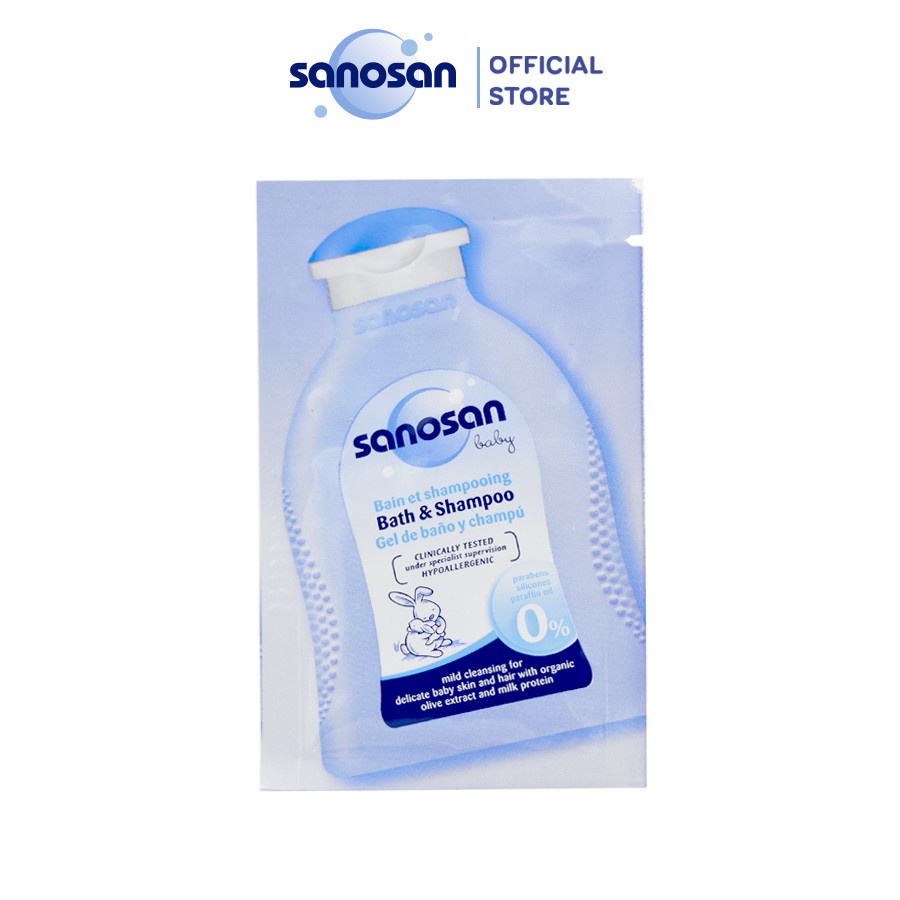 Sữa dưỡng thể/sữa tắm gội Sanosan Baby chiết xuất Olive hữu cơ gói 8ml