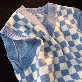 Áo Gile Len kẻ Caro Checkerboard Gile