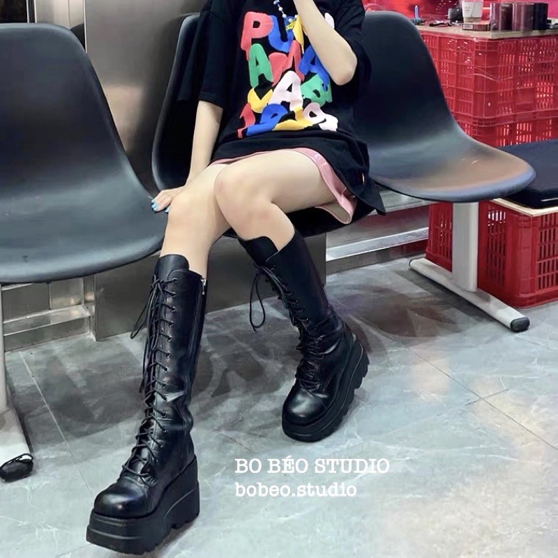 (HÀNG CÓ SẴN - ẢNH THẬT SHOP CHỤP) GOTHIC PLATFORM BOOTS - BỐT ĐÙI ULZZANG ĐẾ CAO 2 LỚP 10CM CỰC CHẤT