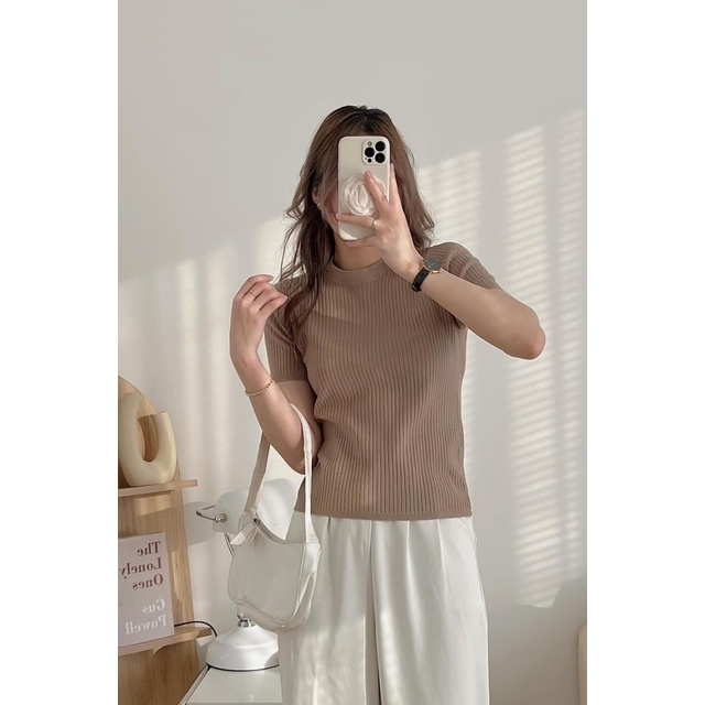 [ẢNH THẬT] Áo Len Tăm Dáng Ôm Body Cổ Cao 3 Phân Cao Cấp Phong Cách Vintage Hàn Quốc Tiêu Thư