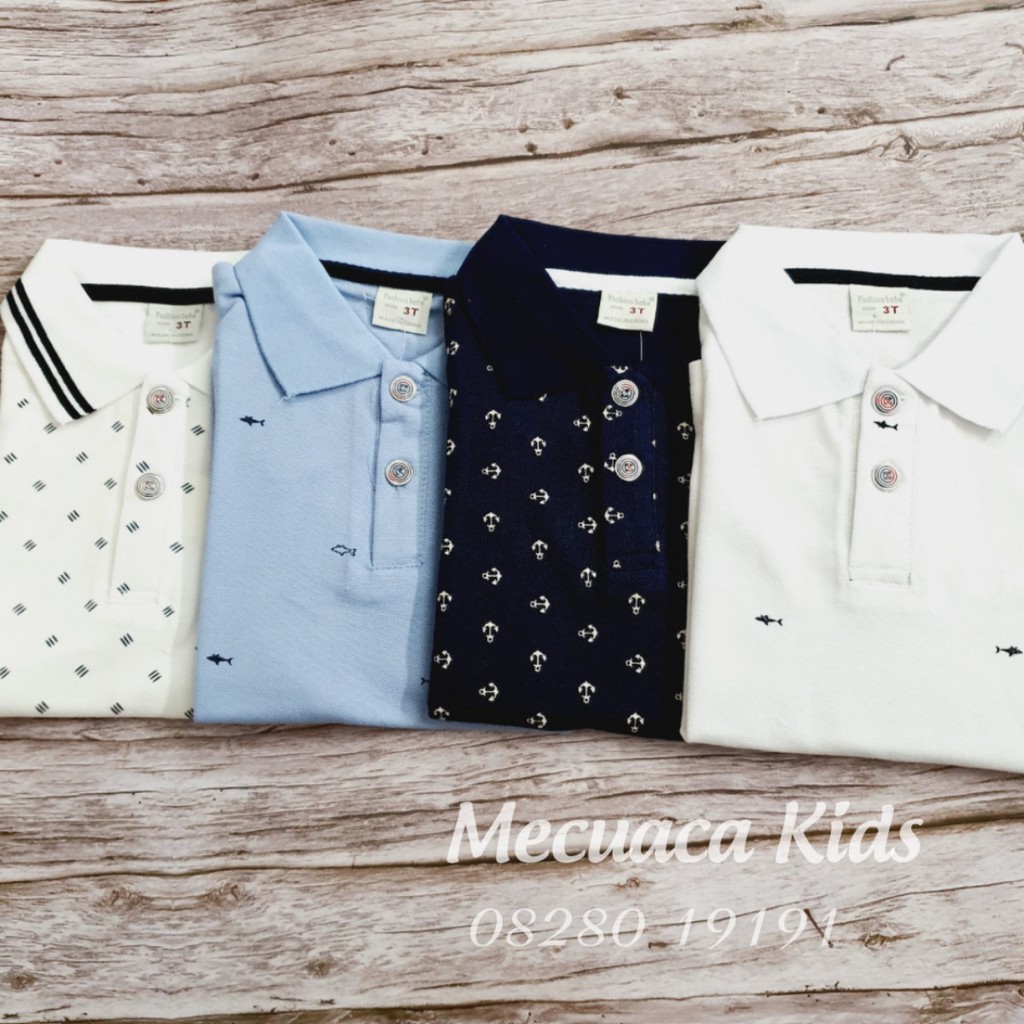 [18m-2y] Áo phông polo cotton cộc tay có cổ cho bé/bé trai