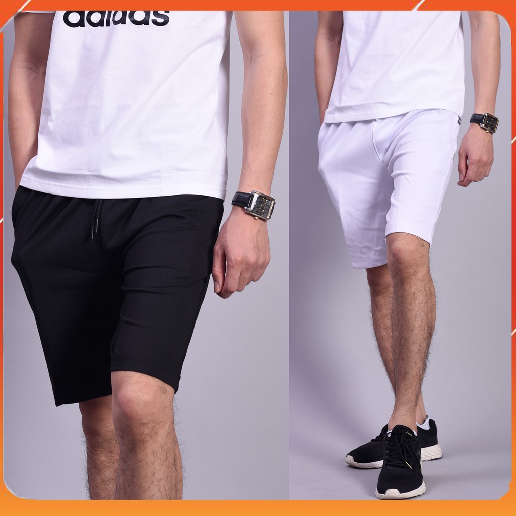 Quần Đùi Nam Trơn Đơn Giản 2 Màu Trắng Đen, Vải Thun Co Dãn | BigBuy360 - bigbuy360.vn